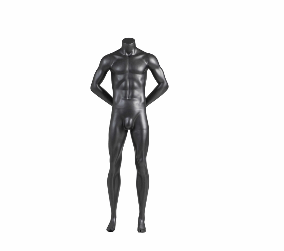 Maniquí de fibra de vidrio de cuerpo completo para hombre, manos detrás de la espalda, sin cabeza, deportivo, musculoso, para exhibición de ropa deportiva
